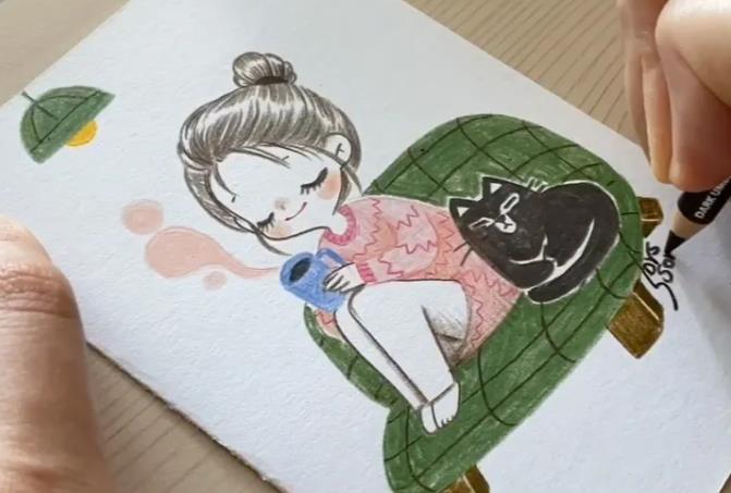 美女插畫師的Q版彩鉛畫，治愈系畫風讓10萬人愛上手繪